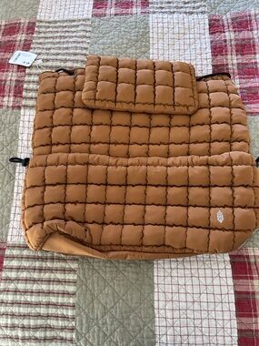 FP Movement by Free People Quilted Puffy Backpack in Cognac Brown
